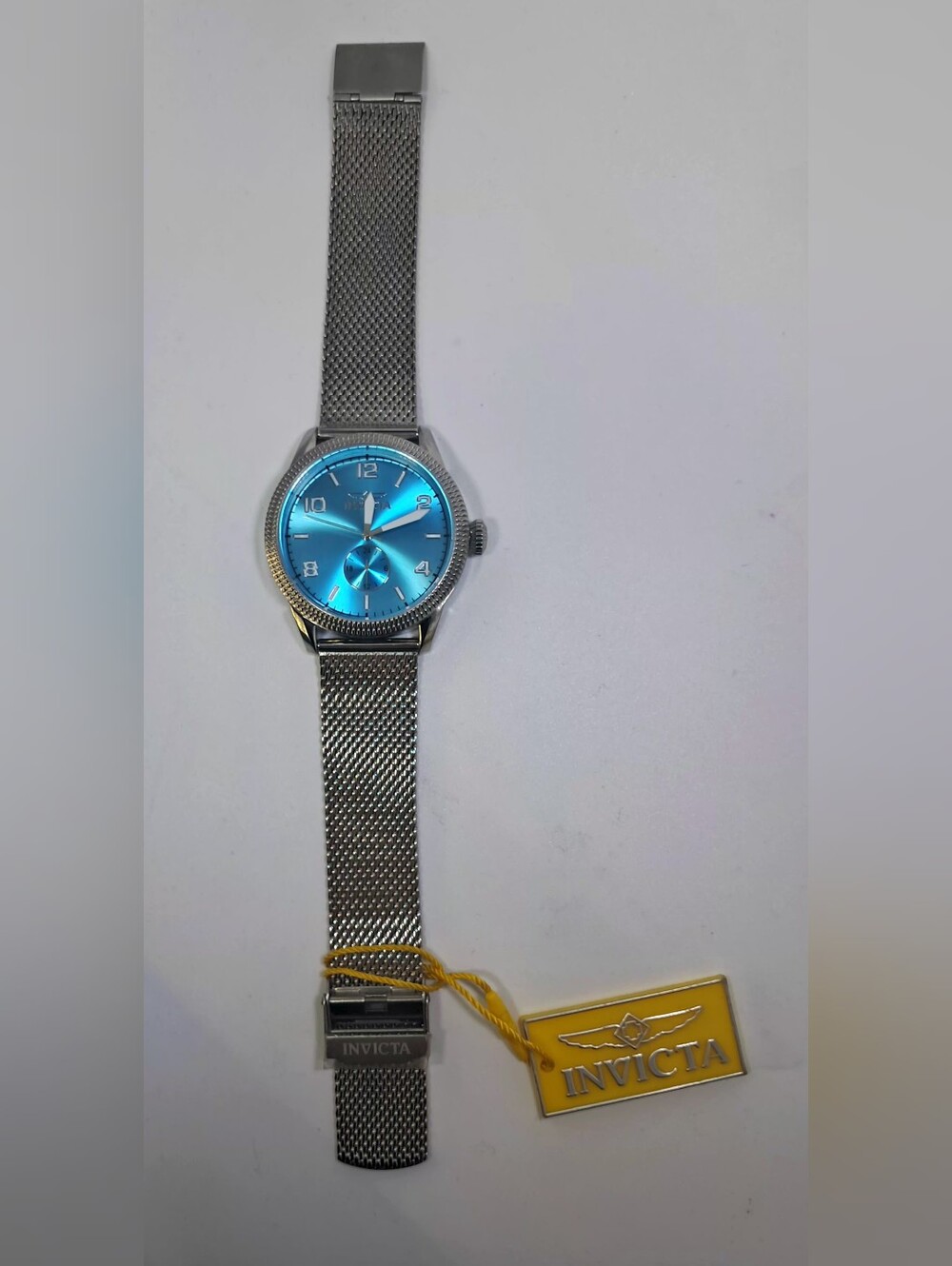 Invicta 48914 Vintage Quartz Stainless Steel Tiffany Blue Dial Men's Watch NWT